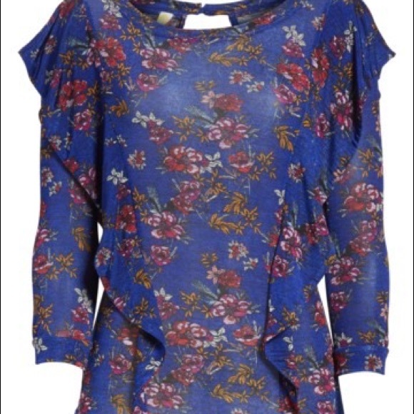Free People Blue Floral Blouse, NWT, Sz M - Picture 5 of 6